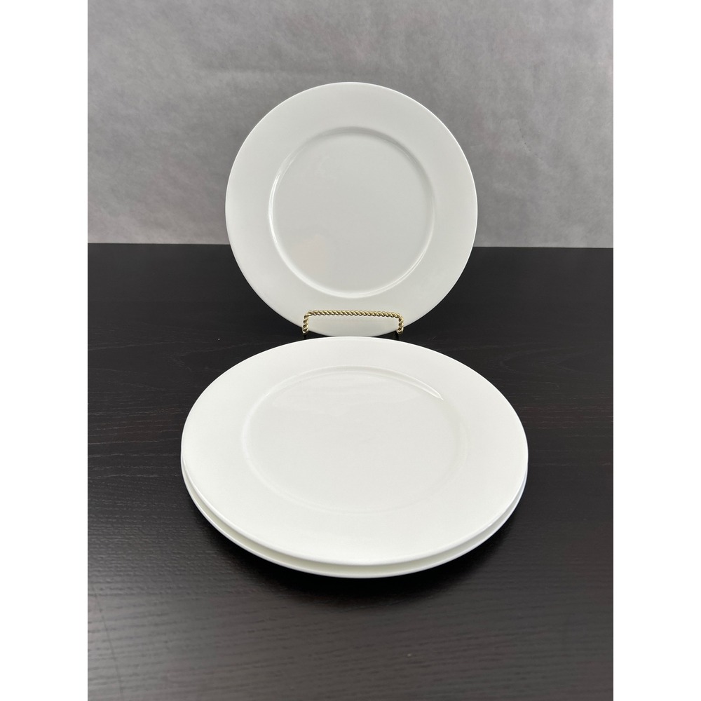 Hotel Collection White Bone China Salad Plates Set of 3 Round Minimalist 9.5in